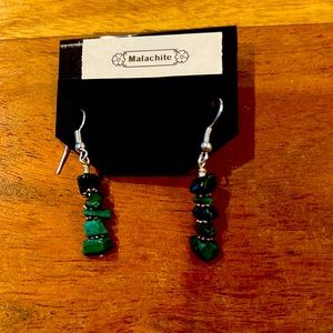 Malachite 1” drop earrings new.